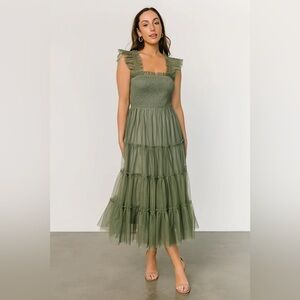 Baltic Born Sage Green Tulle Midi Dress